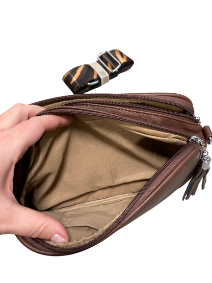 Dámská crossbody kabelka - hnědá