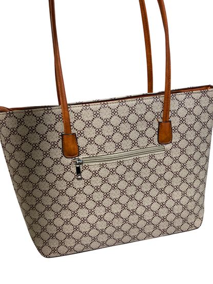 Dámská kabelka Tote s monogramovým vzorem - béžová