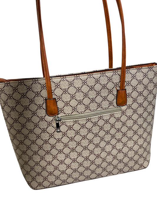 Dámská kabelka Tote s monogramovým vzorem - béžová