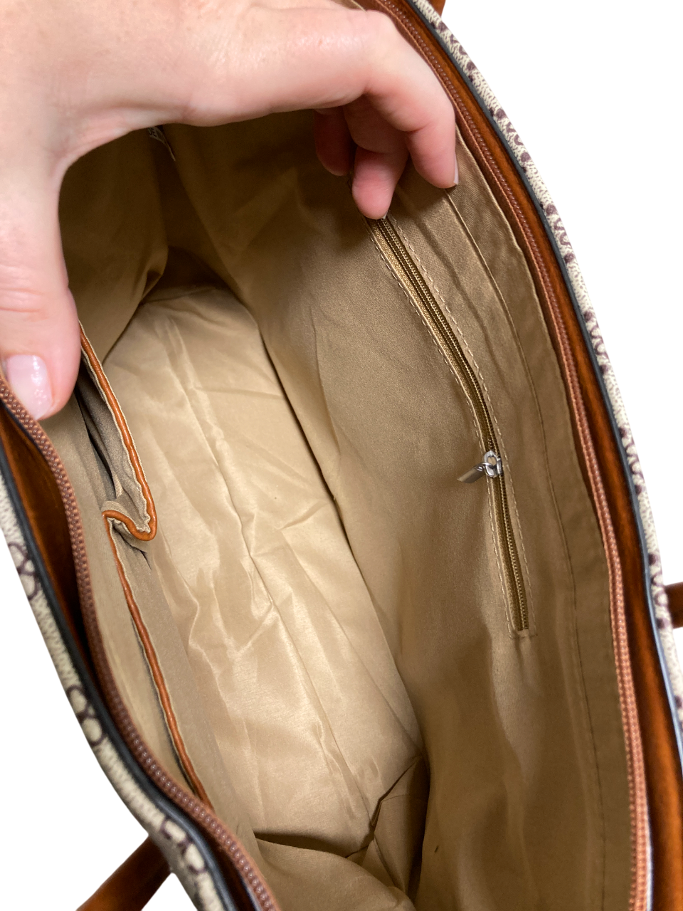 Dámská kabelka Tote s monogramovým vzorem - béžová