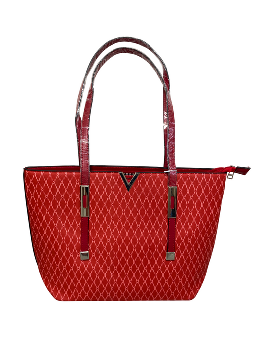 Dámská kabelka Tote s monogramovým vzorem - červená