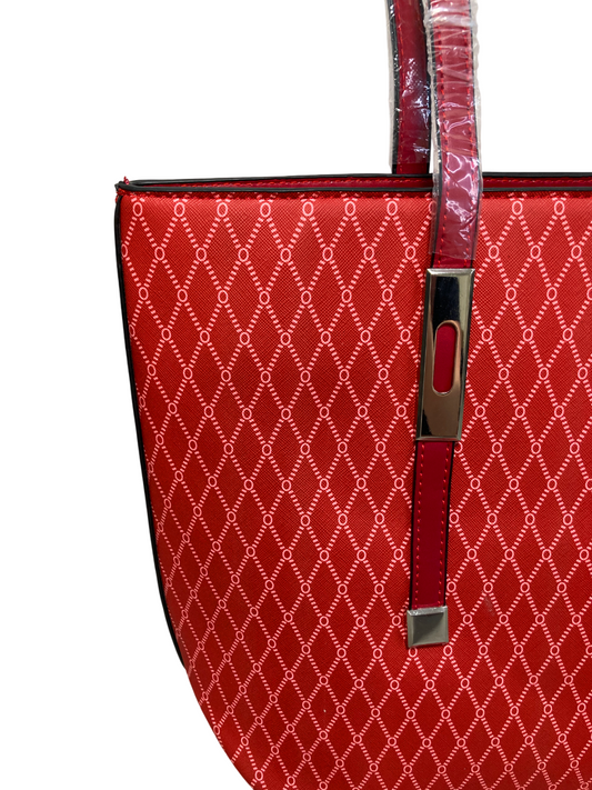 Dámská kabelka Tote s monogramovým vzorem - červená