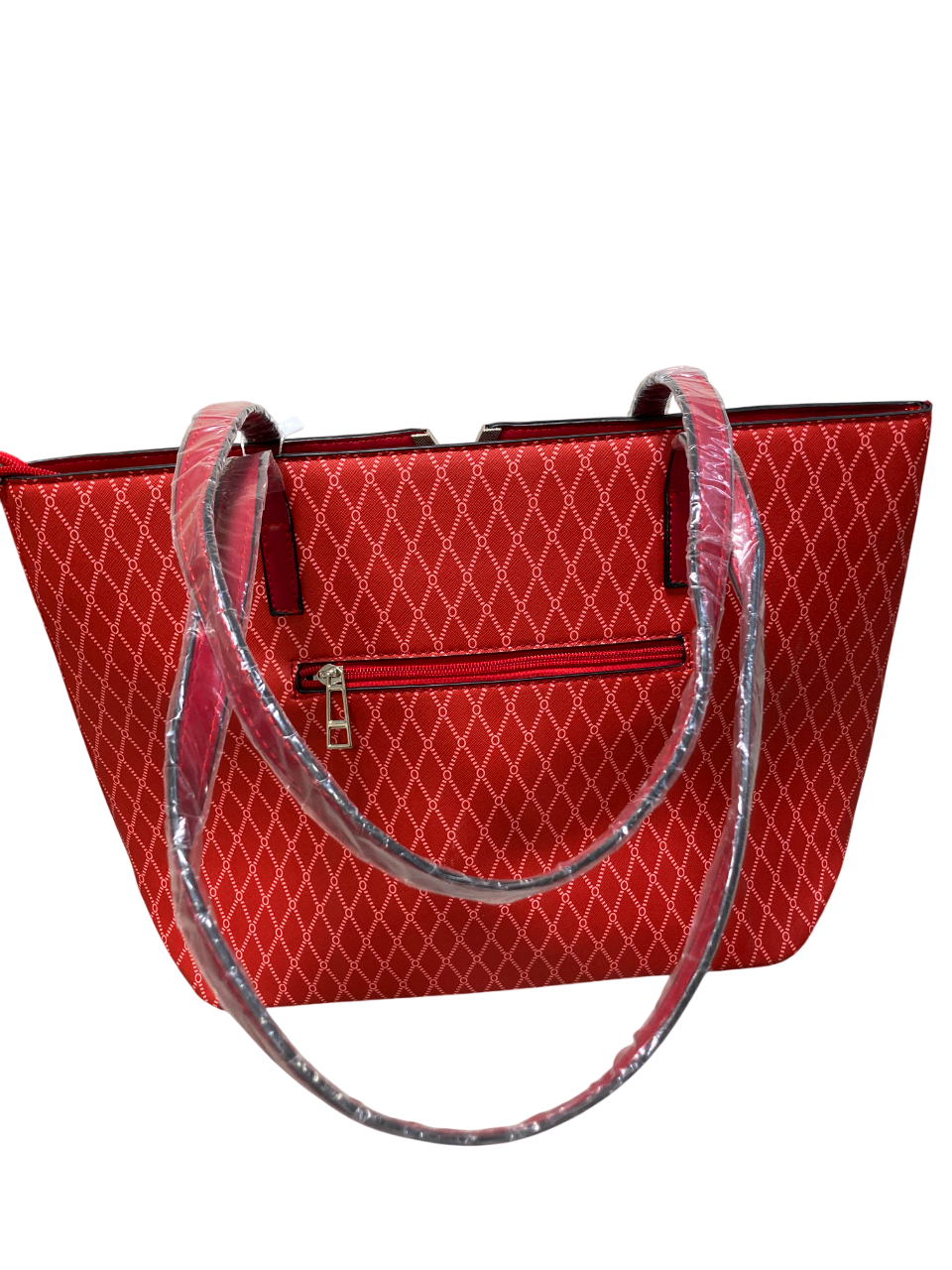 Dámská kabelka Tote s monogramovým vzorem - červená