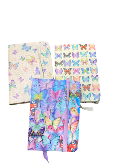 Mini zápisník s motýlky - barevný blok