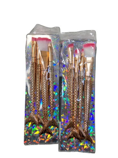 Sada kosmetických štětců Mořská panna - 4 ks zlatá